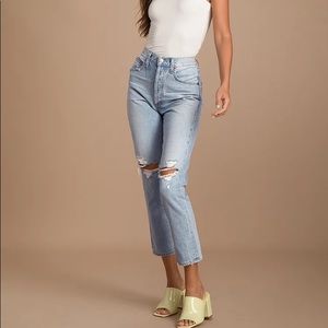 AGOLDE Riley High-Rise Crop in Clear Skies, Size 26